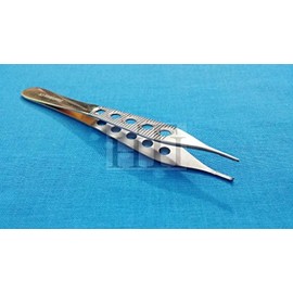 PREMIUM HIGH GRADE ADSON TISSUE DISSECTING FORCEPS 1X2 TEETH 4.75" WITH TYING PLATFORM WITH FENESTRATED GOLD HANDLE (HTI BRAND)