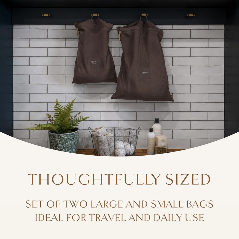 Hayden Hill Luxury Organic Cotton Travel Laundry Bags, Small &