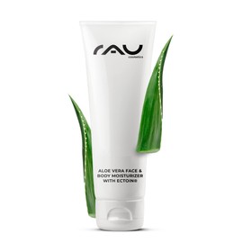 RAU Cosmetics Pure Aloe Vera Gel with Ectoin & Chamomile - Aloe Vera Face Moisturiser Gel 75 ml - After Sun Lotion & Moisturising Cream for Face & Body - Dry, Irritated, Blemished & Mature Skin