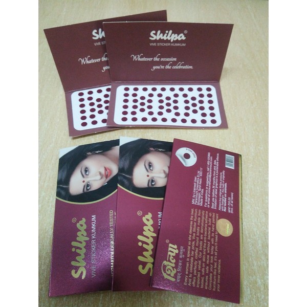 Shilpa Vive Sticker Kumkum - Deep Red Size 6 (Pack