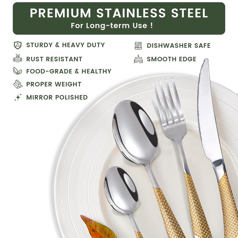 24-Piece Silverware Set with Organizer, Stainless Steel Flatware for 6,