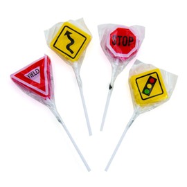 Fun Express Frosted Street Sign Lollipops - Fun Edible Party Favors for Birthdays - Receptions & Special Occasions - Individually Wrapped Candy Suckers - Perfect for Celebrations - 12 Pieces