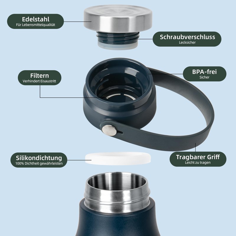 IDEUS® Vacuum Insulated Water Bottle, 24 oz (710 ml) Stainless