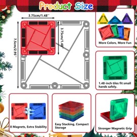 Felikray Mini Magnetic Tiles 42pcs, Kids Toys STEM Magnet Toys for Toddler Magnetic Blocks Building Toys Preschool Learning Sensory Montessori Toys for 3+ Year Old Boys and Girls Creativity Kids Toys