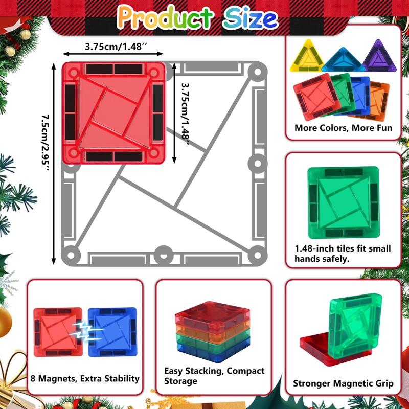 Felikray Mini Magnetic Tiles 42pcs, Kids Toys STEM Magnet Toys