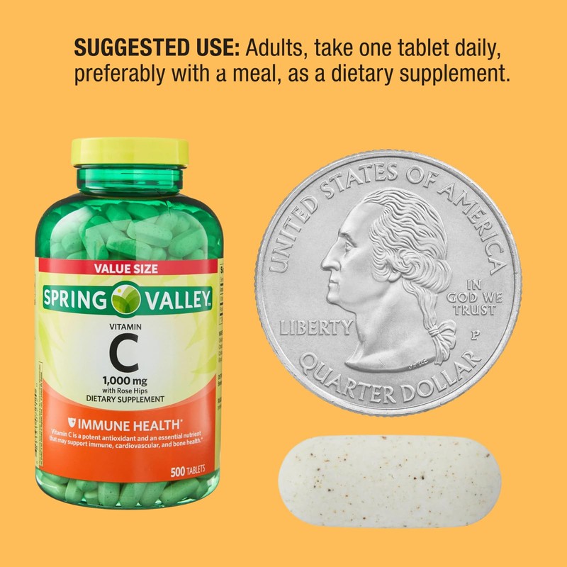  Spring Valley Vitamin C 1000mg with Rose HIPS Tablets