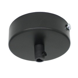 Junction Box Black Metal in Set with Accessories Diameter 80 x 25 mm Distribution Canopy Surface-Mounted Box with Strain Relief Ceiling Canopy for Pendant Lamps and Hanging Lights