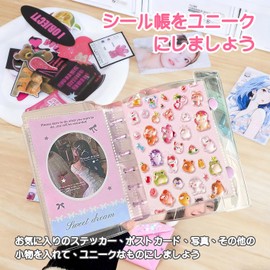 YBHWOGI Transparent Girl Sticker Book, Removable, A7 Sticker Notebook, Binder, 6 Holes, Micro 6, 10 Transparent Refills Included (Purple)