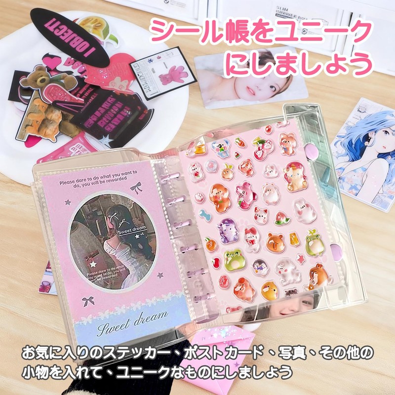 YBHWOGI Transparent Girl Sticker Book, Removable, A7 Sticker Notebook, Binder,