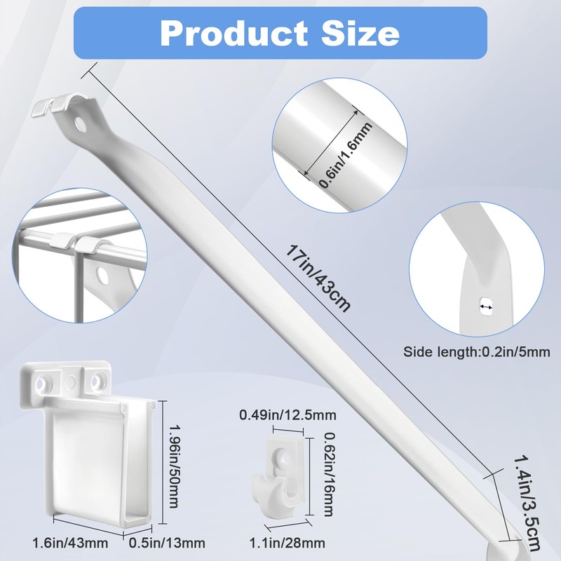 12 Inch Wire Shelf Brackets Set, 4 Pack Metal White