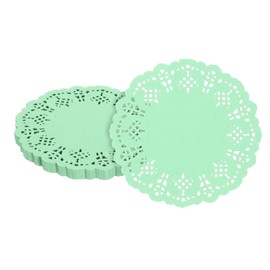 sourcing map 50pcs Paper Doilies, 3.5 Inch Lace Paper Doilies, Disposable Paper Placemats for Cakes Table Plate Crafts Party Weddings Tableware Green