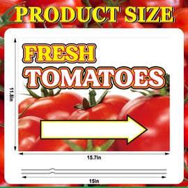 3 Pack Tomatoes Yard Sign 12" x 16" Double-sided Print Plastic Fresh Tomatoes Yard Sign with Metal Stakes for Outdoor Decorations Stand Supplies Business Advertisement (Arrow)
