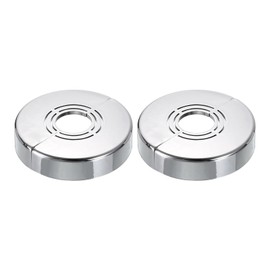 sourcing map 2Pcs Wall Split Pipe Flanges, 0.59" Thick Plastic Cuttable Escutcheon Plate Plumbing Cover Fit 0.8"/1"/1.3" OD for Water Pipe Faucet Decoration, Silver