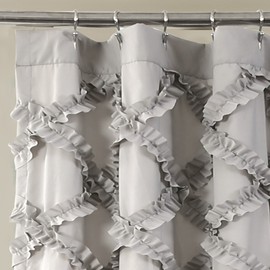 Lush Decor, Gray Ruffle Diamond Shower Curtain | Textured Vintage Chic Farmhouse Style Design, x 72, 72" x 72"