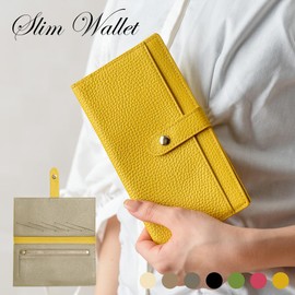 HAKATA NO MORI LEATHER Women's Thin Long Wallet, Genuine Leather, Bifold Wallet, Cards, Vertical Pocket, Minimal, Lightweight, Thin, Slim, Leather, Leather, Wallet, Large Capacity, Easy to Use, Coin