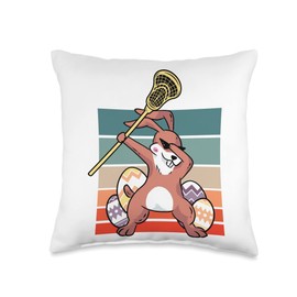 Athletic Hockey Ice Rink Team Sports Easter Egg Bunny Sports Athlete Lacrosse Throw Pillow, 16x16, Multicolor