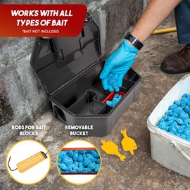 Rat Bait Station Outdoor Rodent Trap with Key Eliminates Rats Fast. Keeps Children and Pets Safe Indoor Outdoor 2 Pack (Bait not Included)