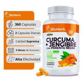 Cúrcuma, Jengibre Y Pimienta Negra - Soporte Articulaciones 360 Capsulas
