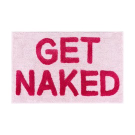 Feblilac Get Naked Bathroom Rug, Pink Non Slip Bath Rug, Cute Tufted Bathroom Mat, Indoor Washable Microfiber Bath Mats for Bathroom Living Room Fast Dry