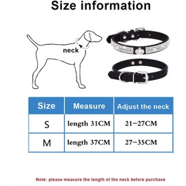 Serijoars Puppy Collar Cute Dazzling Sparkling Elegant Fancy PU Leather Bling Rhinestone Crystal Jeweled Pet Cat Dog Collar (S, Blue)