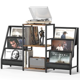 Bikoney Record Player Stand - 6-Tier Vinyl Record Storage for Up to 280 Albums, Holder for Living Room
