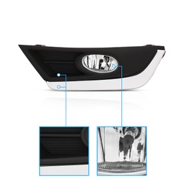 AmeriLite for 2017-2018 Honda CR-V Clear Replacement Bumper Fog Light Assembly Pair w/Bulb & Black Bezel - Passenger and Driver Side