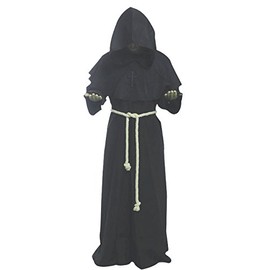 GOLDSTITCH Friar Medieval Hooded Monk Renaissance Priest Robe Costume Cosplay Gray