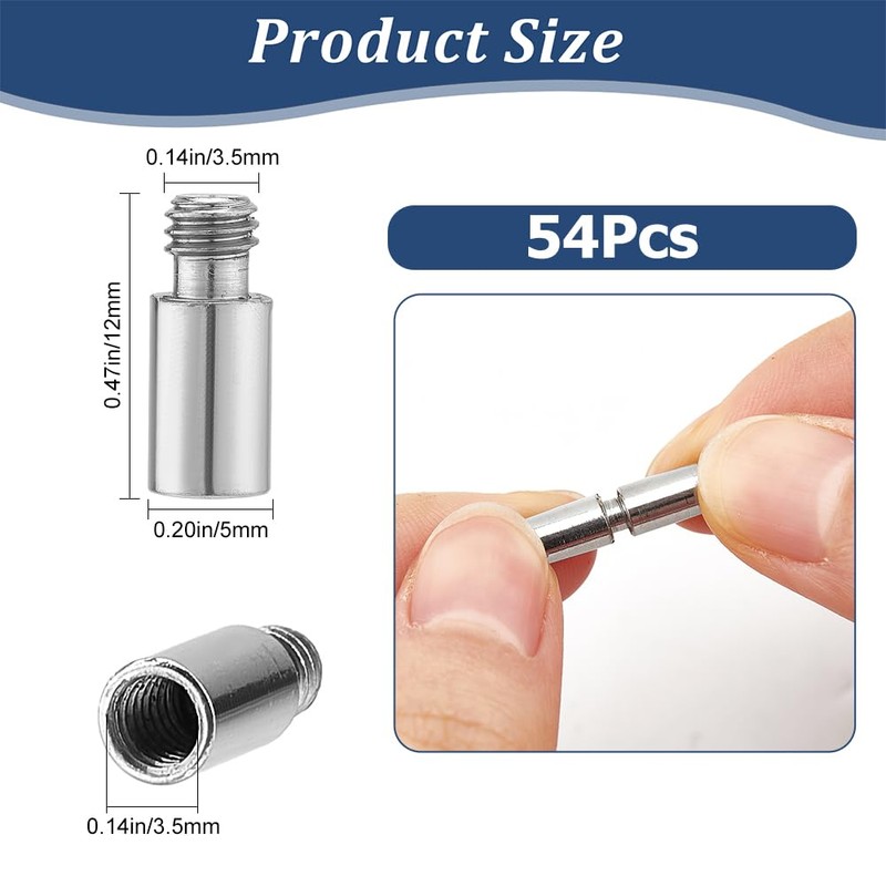 GORGECRAFT 54Pcs 12x5mm Photo Album Extension Screw Posts Scrapbook Extension