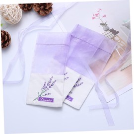 Levemolo 10pcs Lavender Sachets Bags for Relaxation and Deodorizing Floral Print Pouches for Wardrobe Jewelry Tea and Spice Light Purple Organza Design