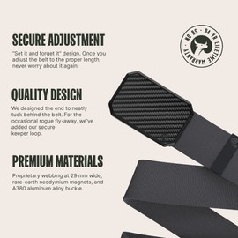 Groove Life Groove Belt Carbon Fiber/Deep Stone - Men's Stretch Nylon Belt with Magnetic Aluminum Buckle, Lifetime Coverage - Medium (33-36")