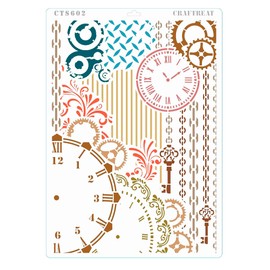CrafTreat Reusable Clock and Key Mixed Media Stencils A4 Painting on Wood, Canvas, Paper, Fabric, Wall, Tile and DIY Craft Stencils for Art - Clock Stencils Painting on Wood