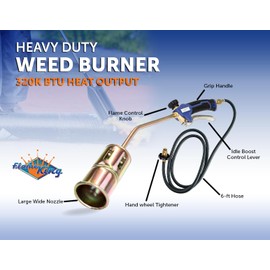 Flame King Propane Torch Kit Heavy Duty Weed Burner, 320,000 BTU with 6-ft Hose for Weed Burning, Melting Ice and Snow, and Roofing