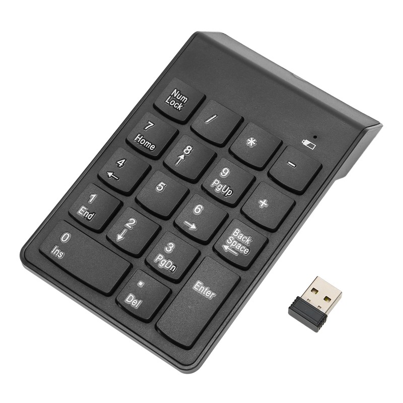 Wireless Number Pad 2.4G Receiver Black 18 Concave Keys Battery