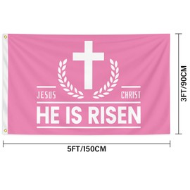 Jesus Christ He Is Risen Flag 3x5 Feet Flag Funny Poster Durable Man Cave Wall Flag with Brass Grommets This beautiful entertaining banner flag for College Dorm Room Decor,Outdoor, events, festivals.