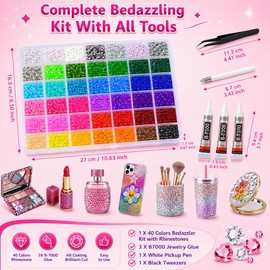 Bedazzling Kit, 43000pcs Jelly Resin Rhinestones with 40 Colors & Tools