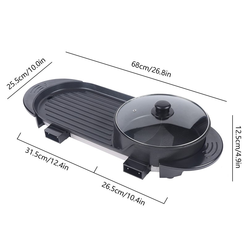 Kathring Electric Hot Pot with Grill, 110V Multifunctional BBQ Hot