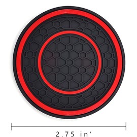 Auprite Non-Slip Anti Dust Mats - 2 Pack 2.75 Inch Diameter Universal Auto Anti Slip Cup Holder Insert Coaster, Durable, Suitable for Most Car Interior(Red)