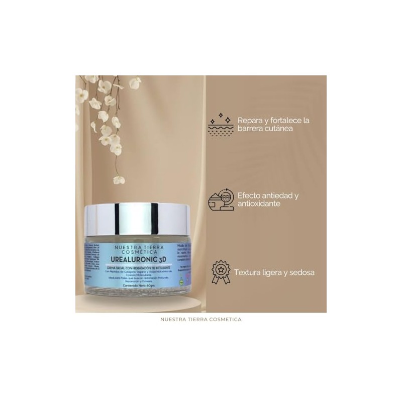 Nuestra Tierra Cosmetica Urealuronic Crema Facial Hidratante Colágeno Vegetal Ácido