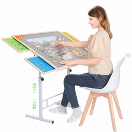 BittPicc Puzzle Table with Drawers,with Legs and Cover 1000/1500 Pieces Adjustable Puzzle Tables for Adults Folding Portable Jigsaw Puzzle Board Table for Birthday Christmas Day Gift
