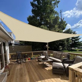 E&K Sunrise 12' x 12' Sun Shade Sail Rectangle Canopy Shade Cover UV Block for Patio Backyard Garden Outdoor (Beige)