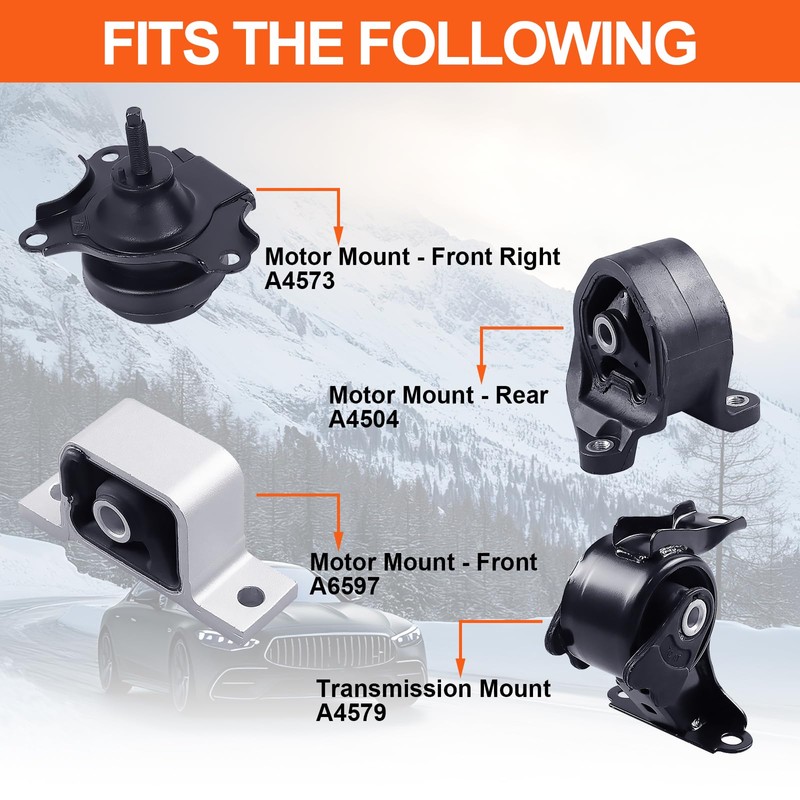 Engine Motor Mount Set & Trans Mount Compatible with Honda