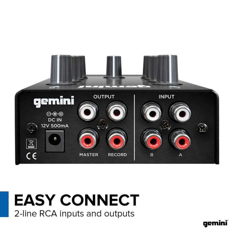 Gemini Portable 2-Channel DJ Mixer – Pocket-Sized Mini Audio Mixer
