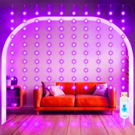 ALENEY Fairy Curtain Light Globe String Lights Indoor Bedroom, Upgraded 100 LED Ball Christmas Lights 9.8ft x 3.3ft USB Fairy Lights for Wedding Party Outdoor Window Wall Valentines Day Decorations