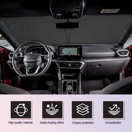 LUWU Compatible with VW Golf 8 MK8 GTI GTE GTD R 2020-2023 2024 Windshield Sunshade for Car Inside Foldable Cover Visor Sunshades Reflective UV Dust Protector