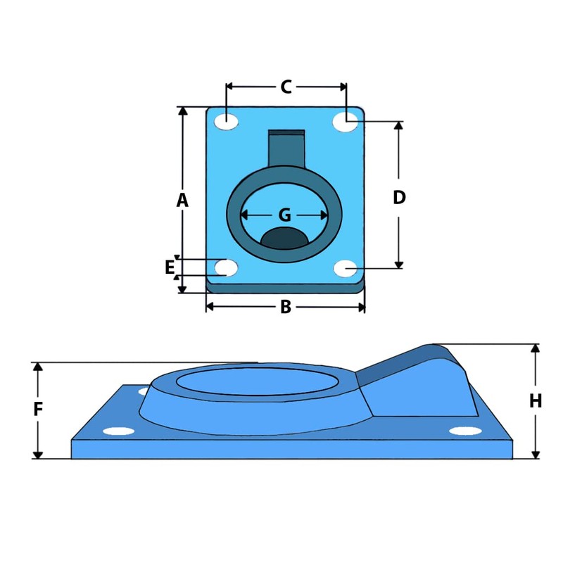Stainless Steel Hatch Lifting Ring Flush Fit 62MM x 45MM