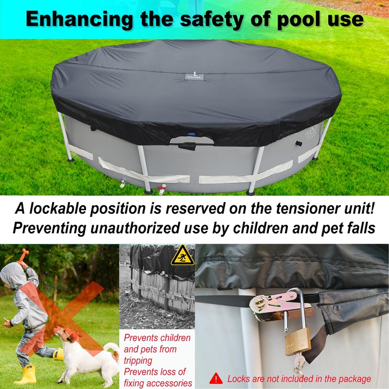 SIHAIAN 8 Ft Pool Cover 420D Round Above Ground Pool