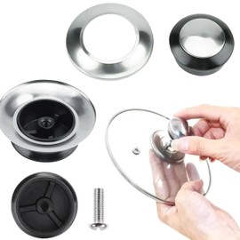 Pot Lid Knob Saucepan Lid Knobs Replacement Stainless Steel Screw Hand Grip Easy Fit Lifting Heat Resistant Pot Pan Handle Cover Universal Cookware Round Steam Knob Home Kitchen Accessory Silver (2pc)