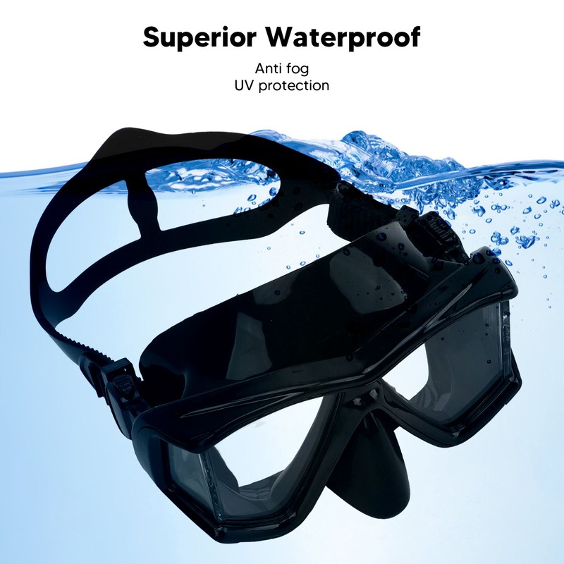 Snorkel Diving Glasses Waterproof Prevent Fog UV Protection Tempered Glass