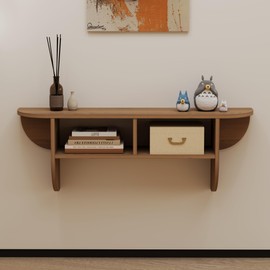 TuckTect Floating Solid Wood Console Table, 39'' Wall Mounted Narrow Entryway Table with Storage Shelf, Modern Couch Table Small Entry Way Tables for Entryway, Front Hall, Hallway (Walnut, 39.37IN)