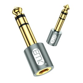 EMK 2 Pack 6.35mm to 3.5mm Audio Adapter, 1/4 Male to 1/8 Female Stereo Headphone Adapter Gold Plated for Speaker,Headphone,Guitar Digital Piano,Amp,Grey